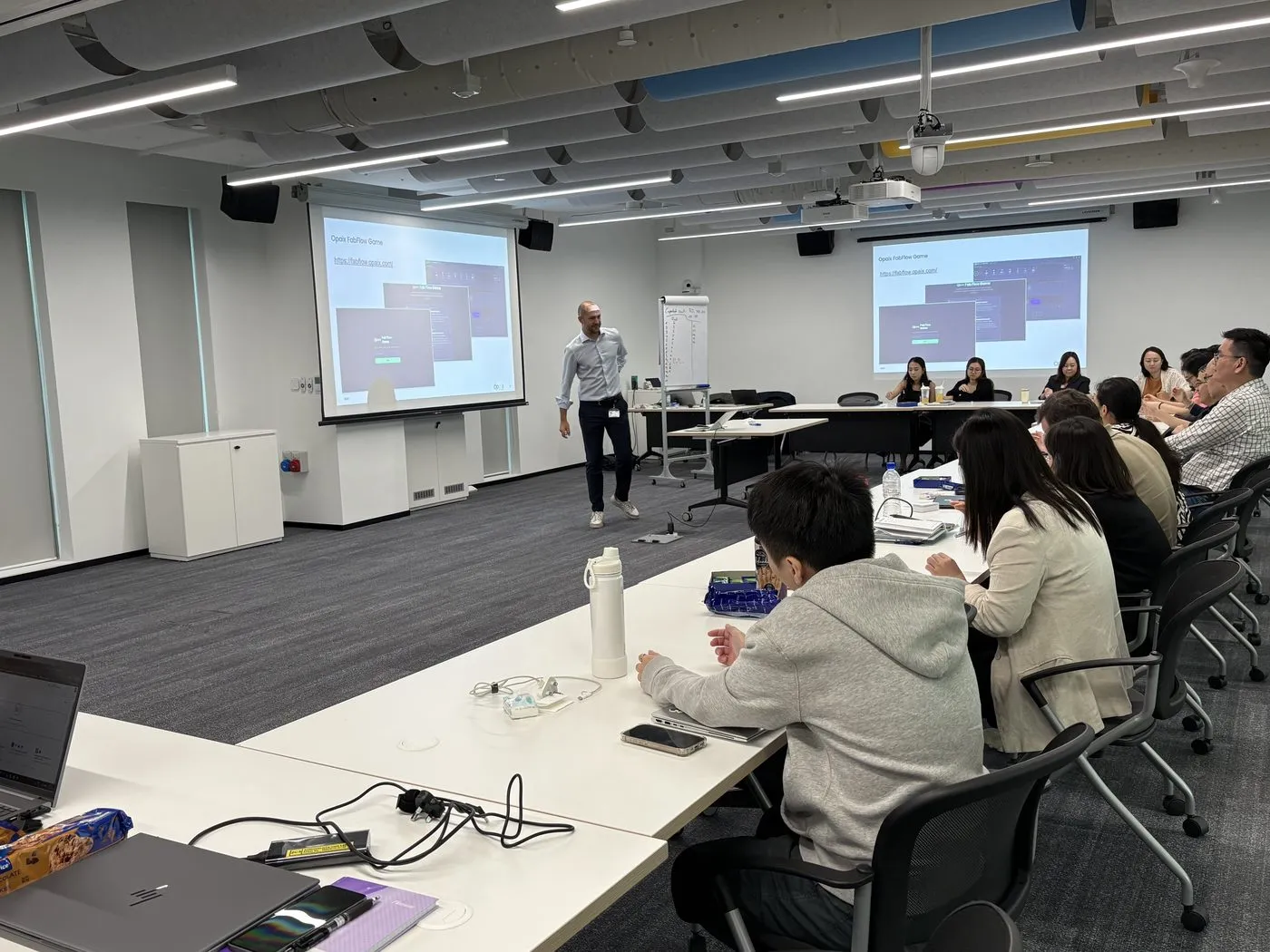 Opaix FabFlow game presented at a training in Singapore